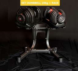 LARSON PERFORMANCE Adjustable Dumbbell Set 24Kg + Rack